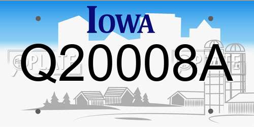 Q20008A Iowa License Plate