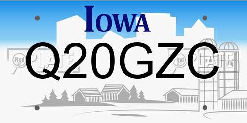 Q20GZC Iowa License Plate