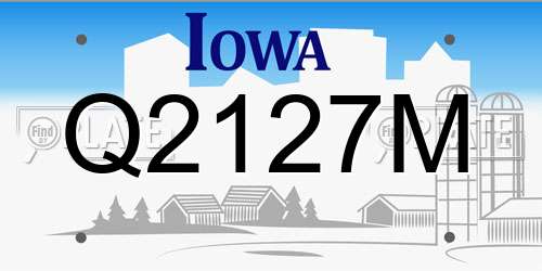Q2127M Iowa License Plate