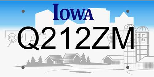 Q212ZM Iowa License Plate