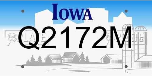Q2172M Iowa License Plate