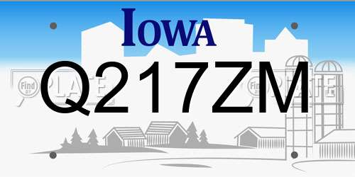 Q217ZM Iowa License Plate