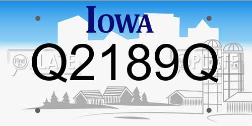 Q2189Q Iowa License Plate