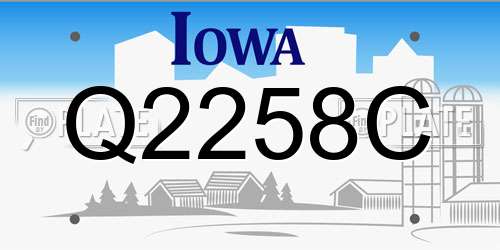 Q2258C Iowa License Plate