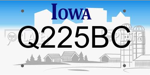 Q225BC Iowa License Plate