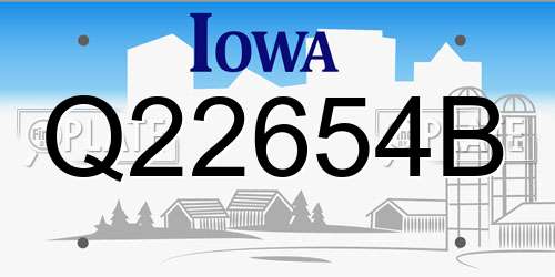 Q22654B Iowa License Plate