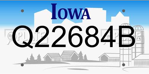 Q22684B Iowa License Plate