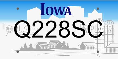 Q228SC Iowa License Plate