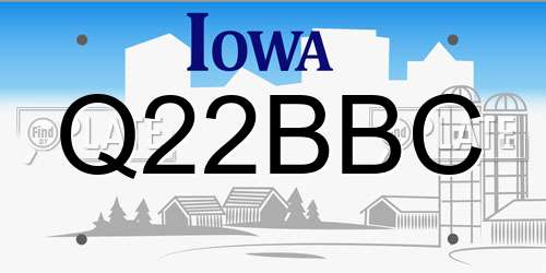 Q22BBC Iowa License Plate