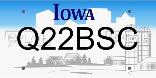 Q22BSC Iowa License Plate