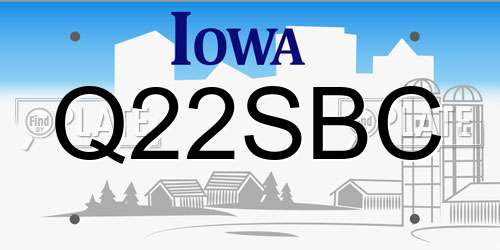 Q22SBC Iowa License Plate