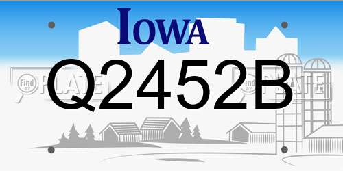 Q2452B Iowa License Plate
