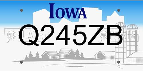 Q245ZB Iowa License Plate