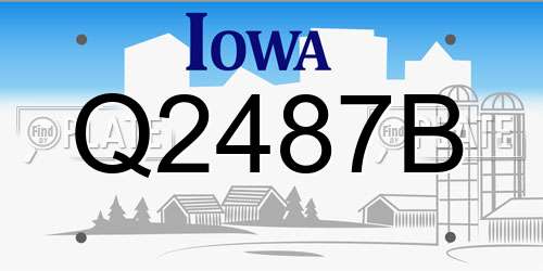 Q2487B Iowa License Plate