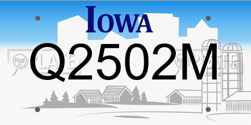 Q2502M Iowa License Plate