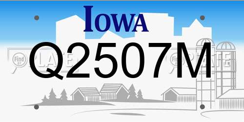 Q2507M Iowa License Plate