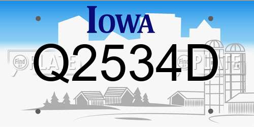 Q2534D Iowa License Plate