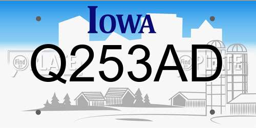 Q253AD Iowa License Plate