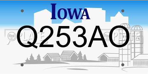 Q253AO Iowa License Plate
