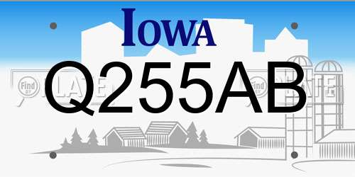 Q255AB Iowa License Plate