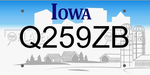 Q259ZB Iowa License Plate