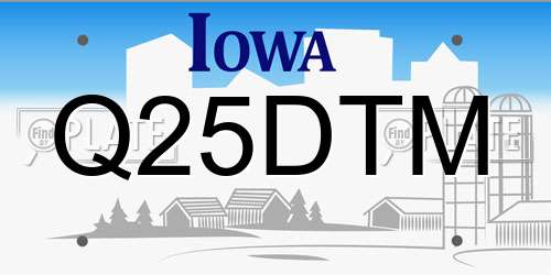 Q25DTM Iowa License Plate