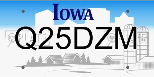 Q25DZM Iowa License Plate