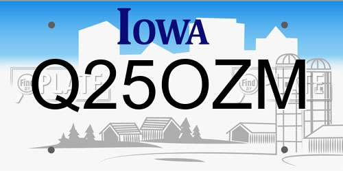 Q25OZM Iowa License Plate
