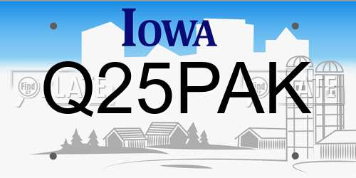 Q25PAK Iowa License Plate