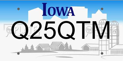 Q25QTM Iowa License Plate