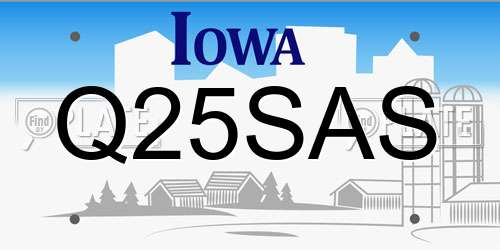 Q25SAS Iowa License Plate