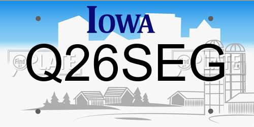 Q26SEG Iowa License Plate