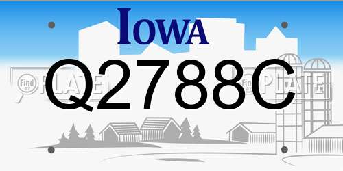 Q2788C Iowa License Plate