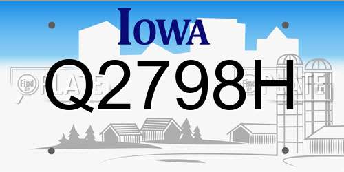 Q2798H Iowa License Plate