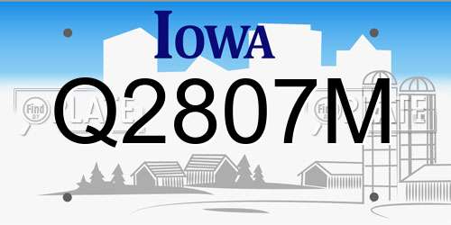Q2807M Iowa License Plate