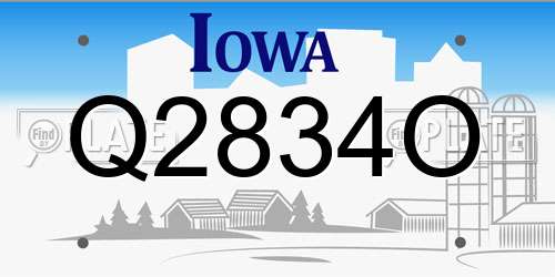 Q2834O Iowa License Plate