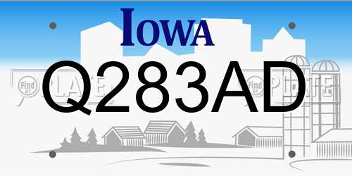 Q283AD Iowa License Plate