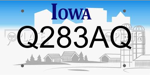 Q283AQ Iowa License Plate