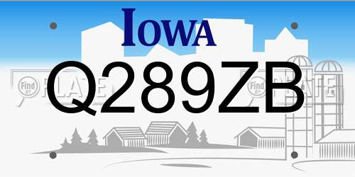 Q289ZB Iowa License Plate