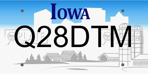 Q28DTM Iowa License Plate