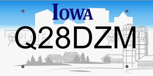 Q28DZM Iowa License Plate