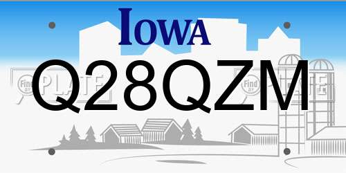Q28QZM Iowa License Plate