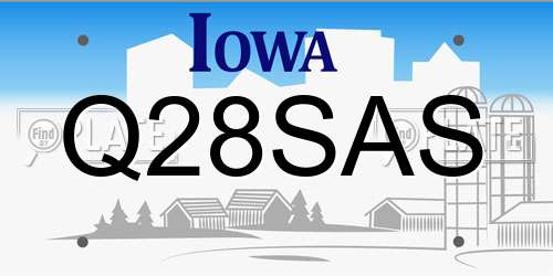 Q28SAS Iowa License Plate