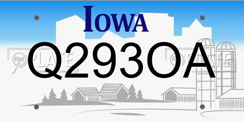 Q293OA Iowa License Plate