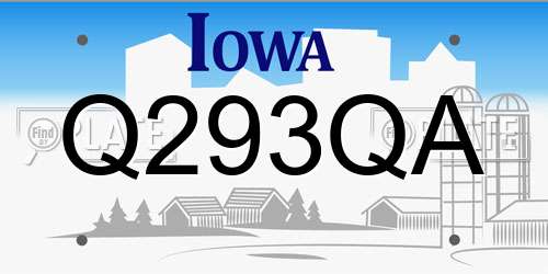 Q293QA Iowa License Plate
