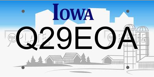 Q29EOA Iowa License Plate