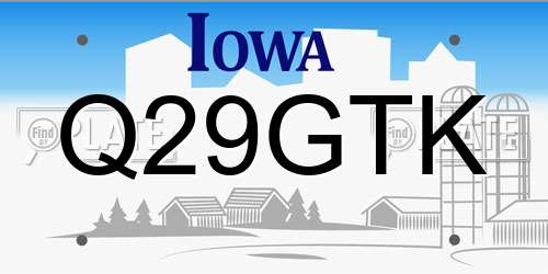 Q29GTK Iowa License Plate