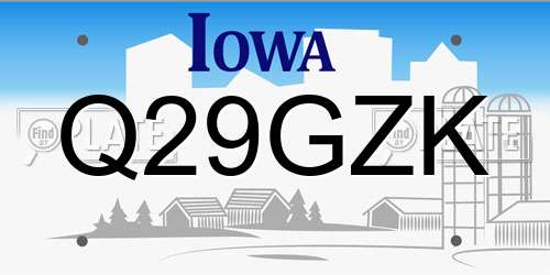 Q29GZK Iowa License Plate