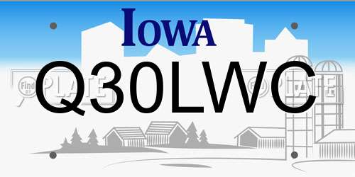Q30LWC Iowa License Plate