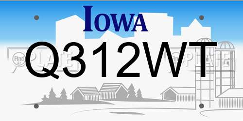 Q312WT Iowa License Plate